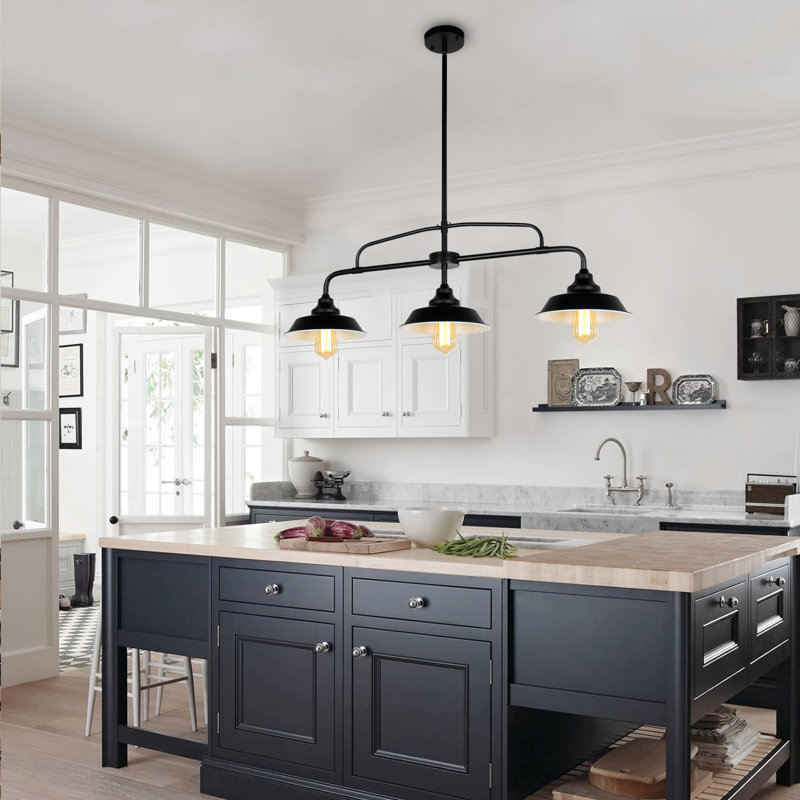 Luminaire suspendu linéaire à 3 lumières pour îlot de cuisine Rosalind Wheeler