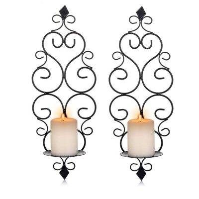 Iron Wall Candle Sconce Holder Set Of 2 Black