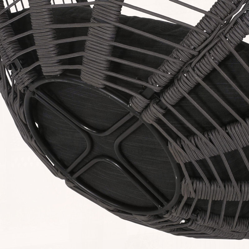  Balançoire à panier suspendue ronde moderne, grande structure sphérique en osier avec coussins moelleux pour l'extérieur