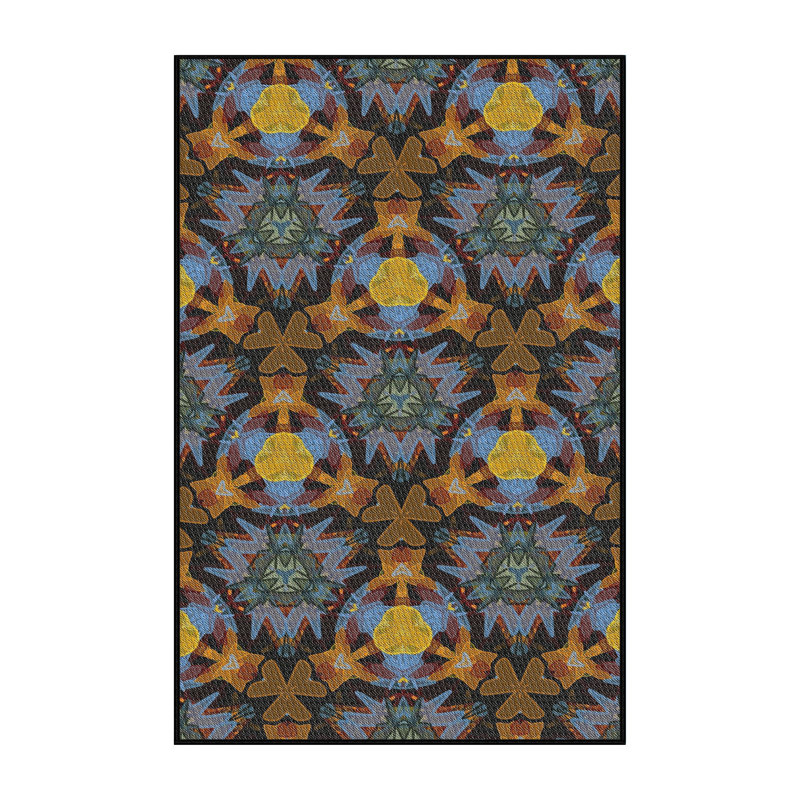 Tapis géométrique bleu / jaune / noir, Rectangle 2 pi x 3 pi