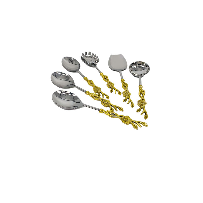 Gilcrease 6 Piece Stainless Steel Hostess Set, Gold