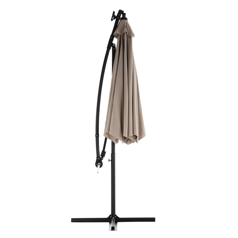 Parasol de patio à DEL 10 pi, matériau à suspendre rayé - kaki, Khaki