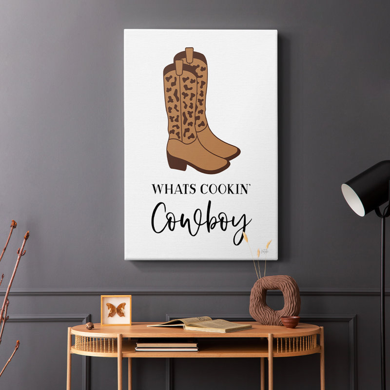 «What Cookin 'Cowboy» - Cavas enveloppés de galerie, H 18 po x l 12 po
