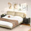 Table de chevet, ensemble de 2, tables de chevet et 2 tiroirs, noir-269758986