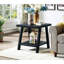 Table basse contemporaine à finition noire en bois reproduit avec tablette et pieds à grand angle pour un rangement supplémentaire-1957406533-1957406397