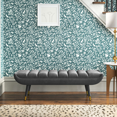 Banc d'appoint argenté en velours touffeté Byron