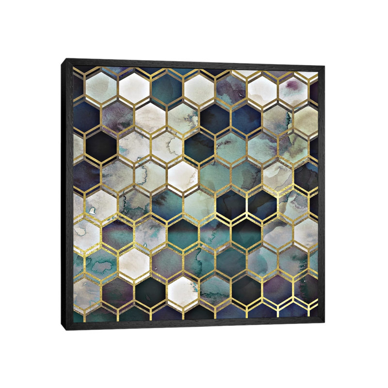 Rugged Marble by Monika Strigel - Painting on Canvas, 45.72cm H x 45.72cm W x 3.81cm D, Black Framed
