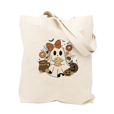 Sac personnalisé de bonbons ou de bonbons d'Halloween, sac fourre-tout en coton épais, bonbon mignon Boho Ghost