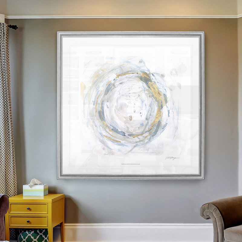 «E Halcyon Whirl II», peinture sur toile, Cadre argenté, H 17,5 po x l 17,5 po x P 1,5 po