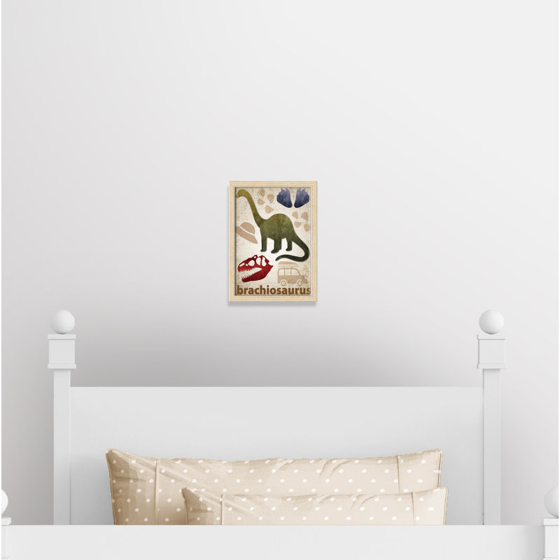 Dinosaurs-03' Wall Decal, 15" H x 11" W x 1.1875" D, Beige Box Framed