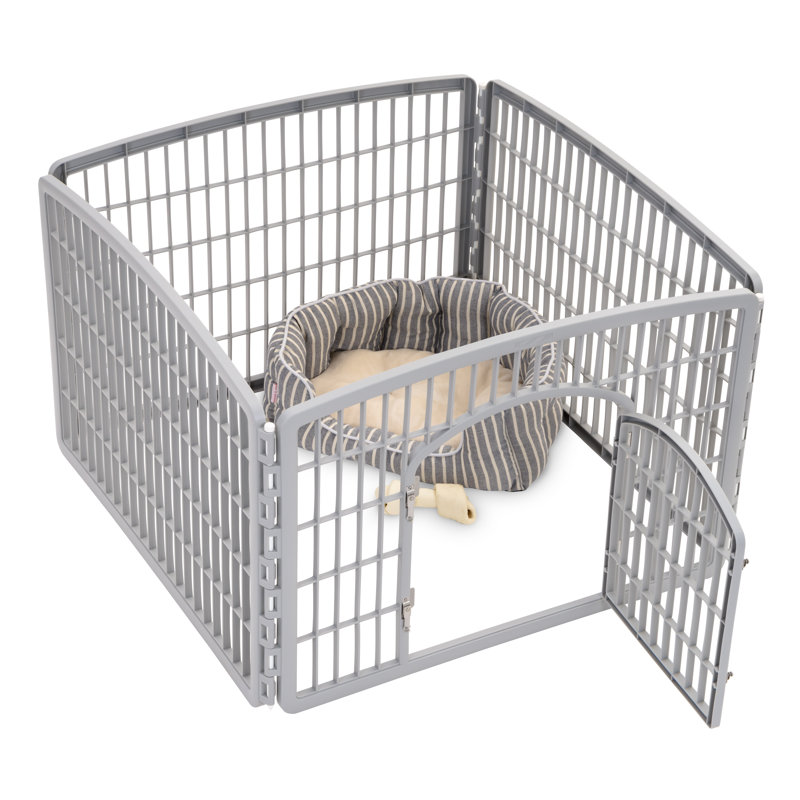 Parc d'exercice pour chien avec porte IRIS 4-8, gris clair, H 23,63 po