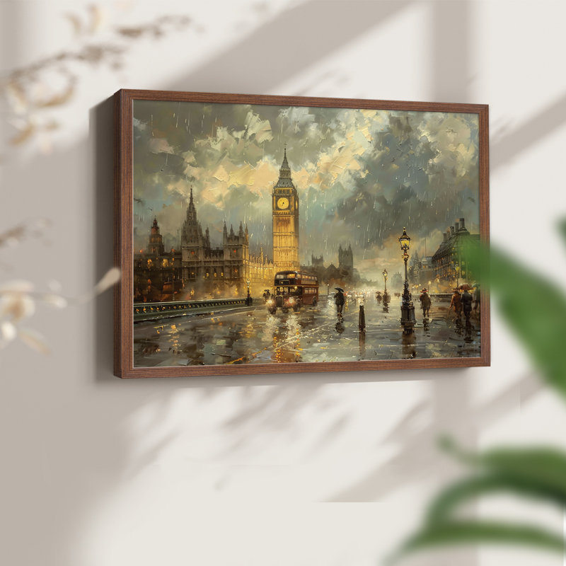 Landscape Series-CXLI -Framed Print - Restickable, H 8 po x l 10 po, Noyer