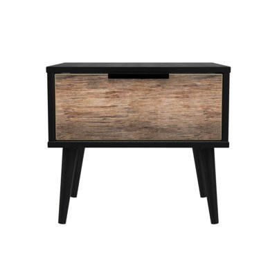 Fully Assembled Hong Kong - Black Wood (B) 1 Drawer Bedside