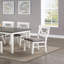 Dining Room Furniture White 6pc Dining Set Table 4 Side Chairs and A Bench Rubberwood MDF