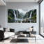 «Landscape & Nature Waterfall Rain Frogs Rocks Reflection Mountains Mist Green», ensemble de 3 impressions sur toile-1109093731