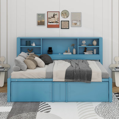 Metal Twin Size Daybed With Trundle,USB Ports And Storage Shelves