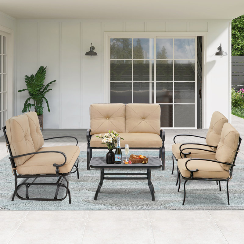 Ardane 6 - Person Patio Conversation Set with Cushions, Light Brown