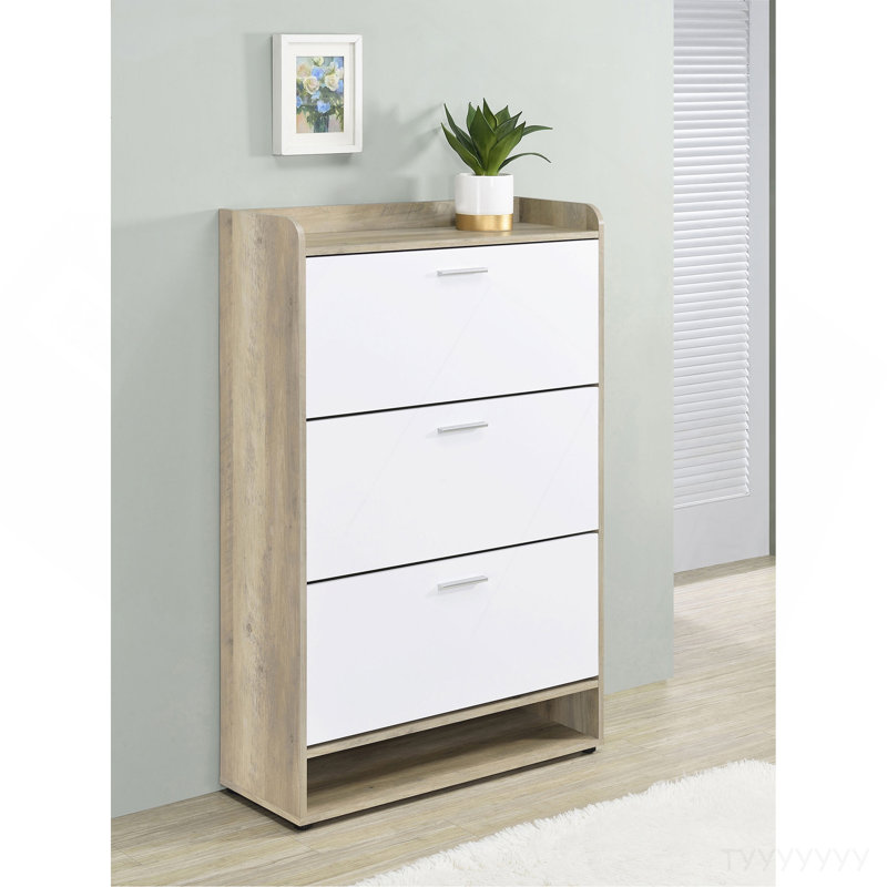Kyla White 3-Tier Engineered Wood Shoe Cabinet, White