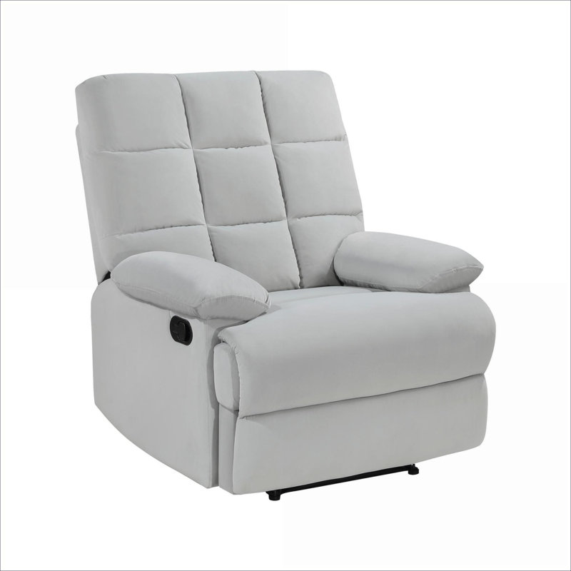 Sièges de salon modernes | Fauteuil inclinable capitonné FlowLuxe, velours gris classique, Velours gris velours