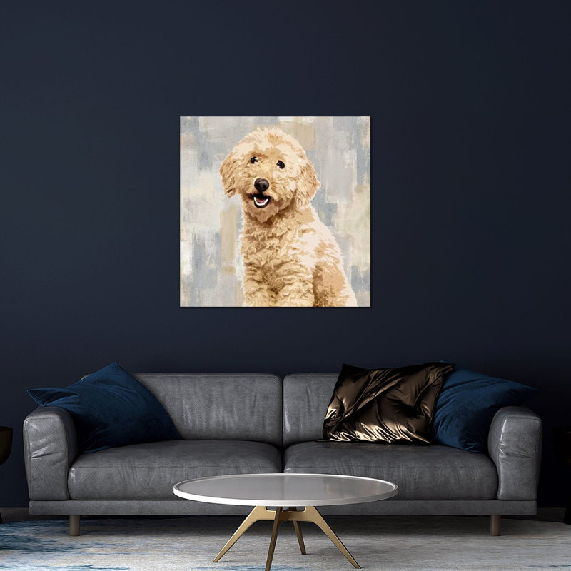 Impression de caniche sur verre acrylique, H 36 po x l 36 po x P 0,25 po
