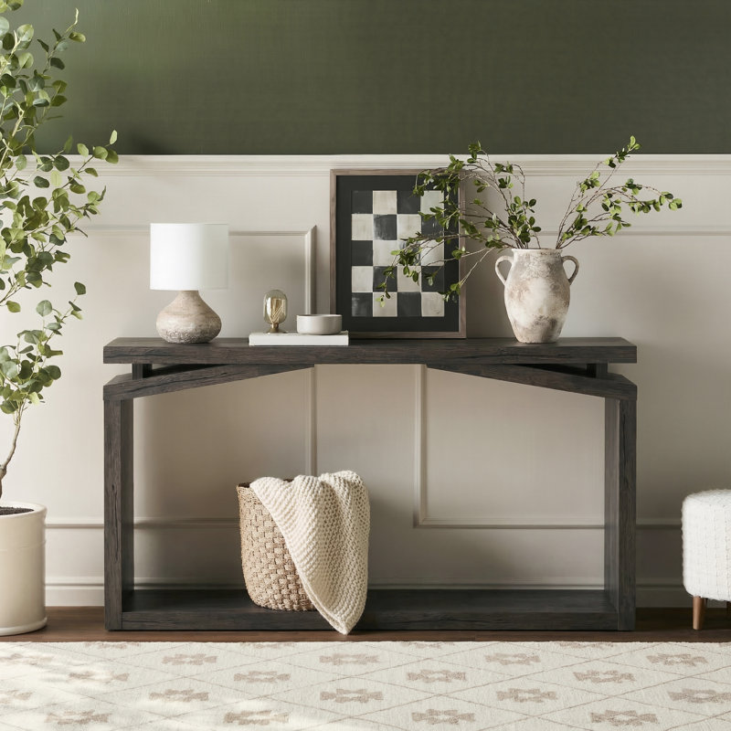 Modern 60" Entry Console Table, Black Oak