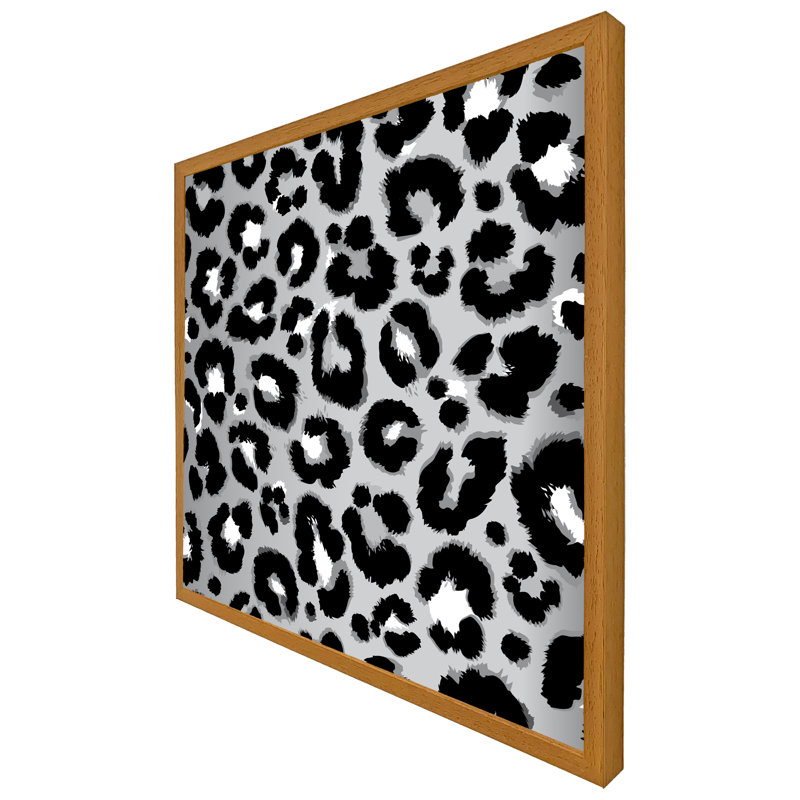 Meno Silver Leopard Print - Single Picture Frame Print, 31cm H x 31cm W x 4cm D, Oak Framed