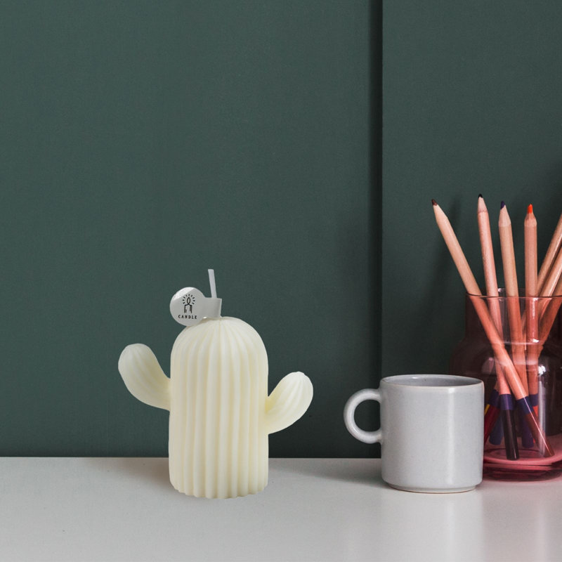  Bougie parfumée en forme de cactus Home, Blanc