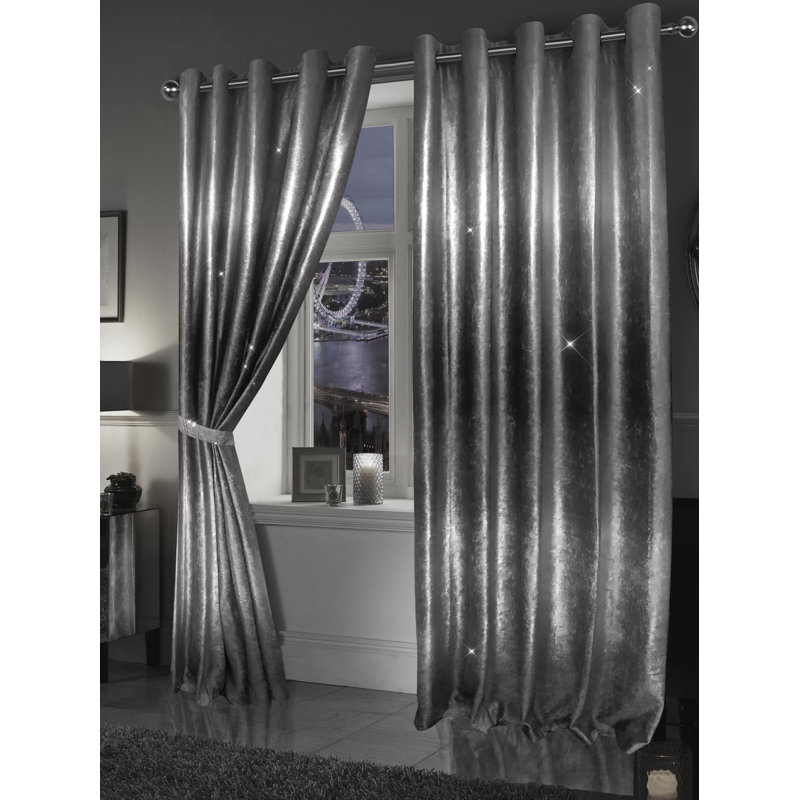 Rumbaugh Semi Sheer Curtain Pair, 167 W x 182 D cm, Mink Champagne