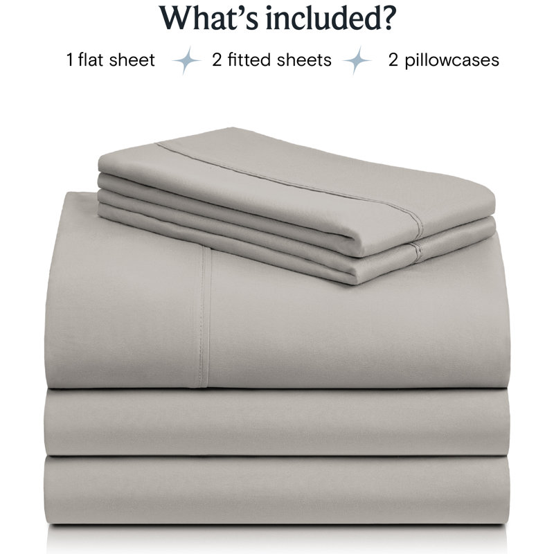 Luxclub 4 PC Light Taupe Split King Silky Soft Cooling Extra Deep Pocket Performance Sheet Set, Light Taupe