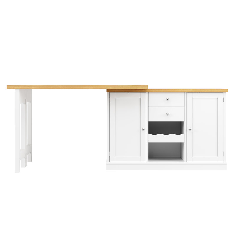 197 cm W Kitchen Island with, White