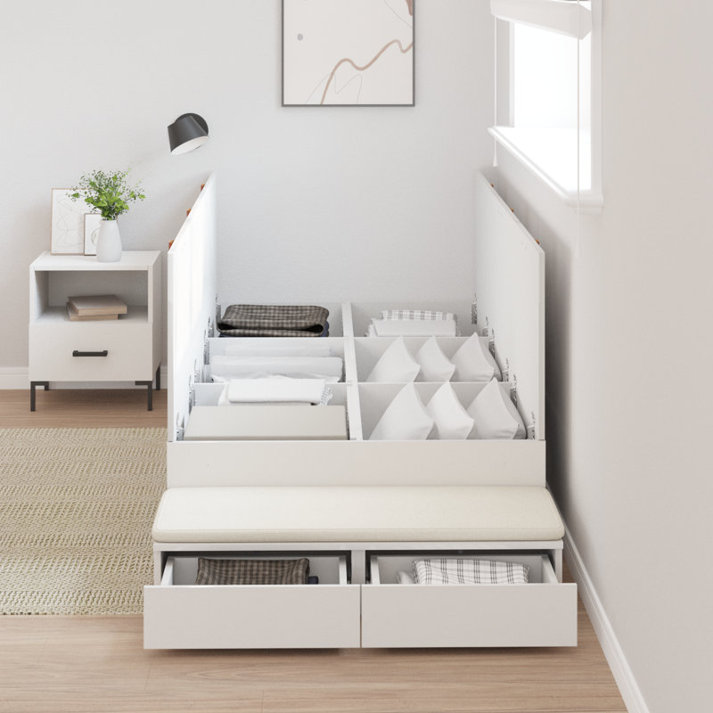 Vidaxl Storage Bed Frame, European Single (90 x 200 cm), White