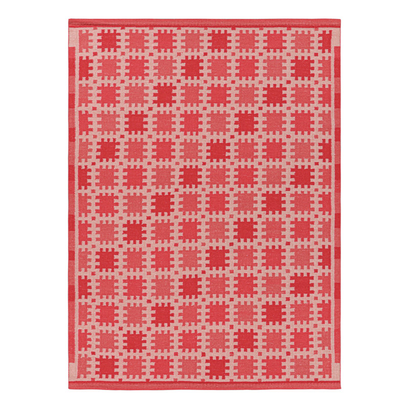 Rug & Kilim’S Scandinavian Rug In Pink And Red With Geometric Patterns, Rectangle 12' x 15'
