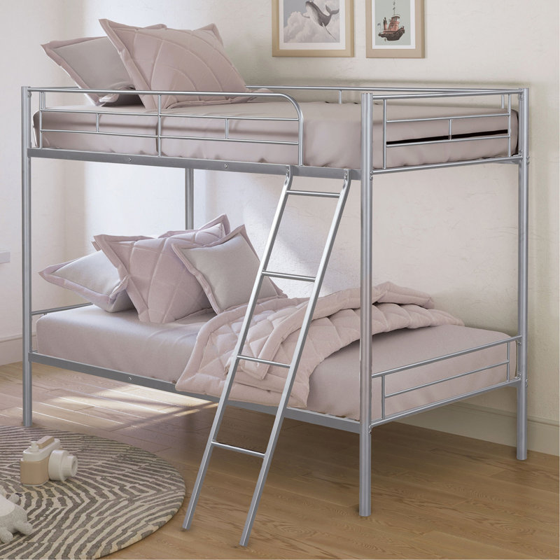 Structure en métal pour échelle de pied de lit simple au dessus d'un lit simple de style contemporain, Argent argent