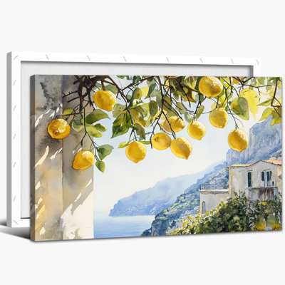 Lemon Wall Art, Lemon Kitchen Wall Decor, Italian Fruit Canvas Wall Art Poster for Wall, Mediterranean Wall Art Prints and Pictures for Kitchen Artwork Decor Living Room Bedroom Dining Room 20" × 30"