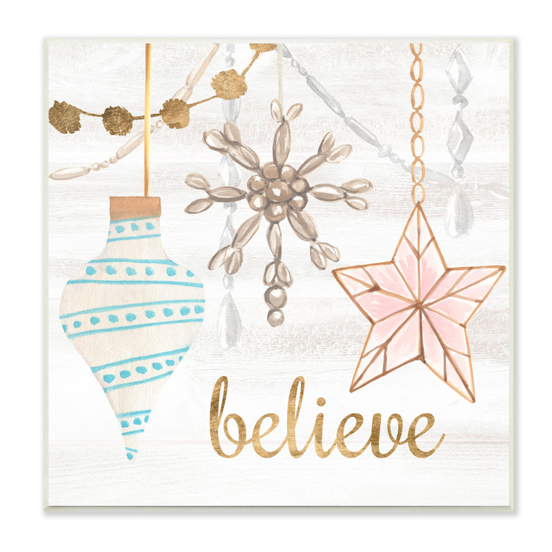 Glimmering Believe Text Holiday, Plaque murale, H 12 po x l 12 po x P 0,5 po