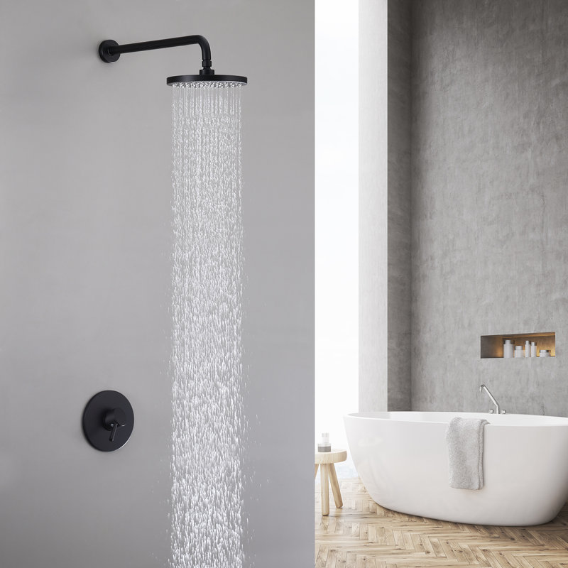 Pomme de douche ronde à haute pression à angle réglable avec valve brute noire