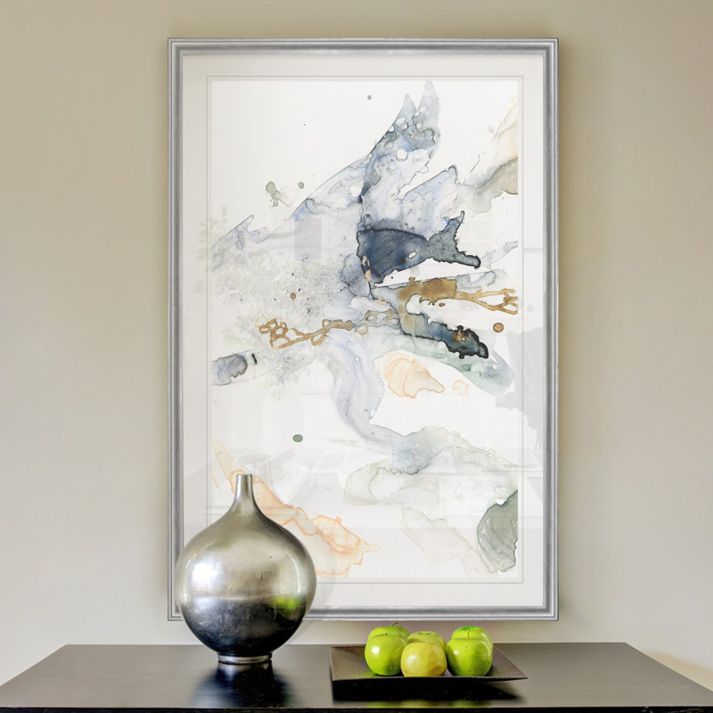 Organique entrelacé II - reproduction d'art sur toile, H 18,5 po x l 24,5 po, Impression encadrée, Argent argent