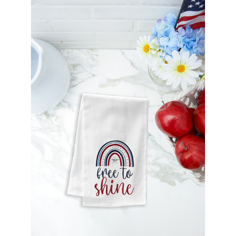 Free To Shine Patriotic Rainbow Kitchen Towel Dishtowel Decor
