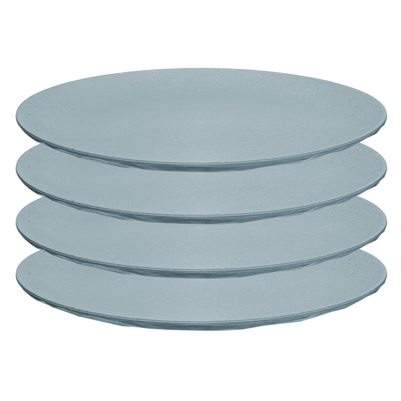 Koziol flat plate set of 4, organic circular plastic, nature flower blue, 26cm