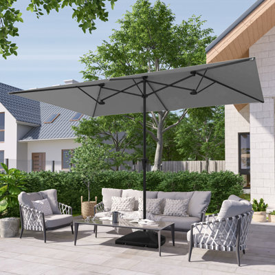11x7Ft Double-Sided Patio Umbrella with Large Canopy