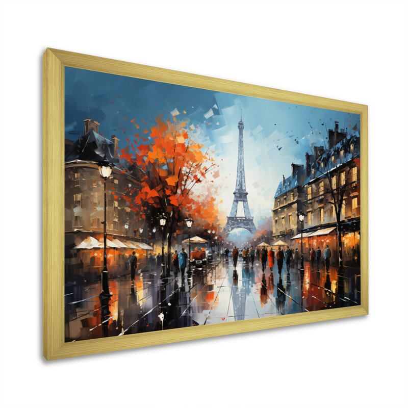 Marguerites City Paris Popart Eiffel - impression, H 24 po x l 32 po x P 1 po, Encadrement doré