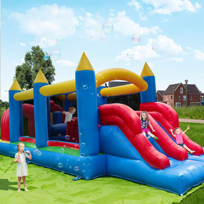 Jeu gonflable pour enfants Relunch 24 pi, parcours d'obstacles gonflable 100% PVC avec glissières doubles et souffleur, fête extérieure de qualité robuste