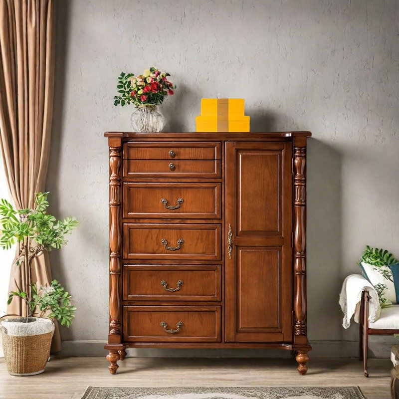 Solid Birch Wood Console Cabinet