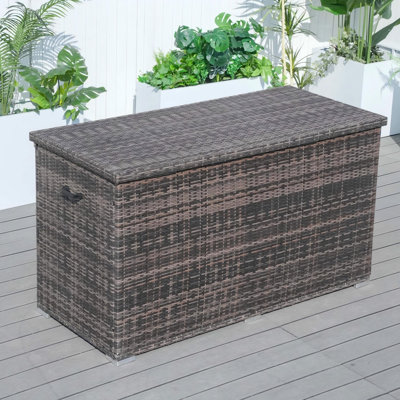 Java 270 Gallons Gallon Water Resistant Resin Lockable Deck Box In Brown