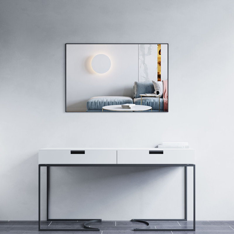 Farhib Metal Flat Wall Mirror, Black