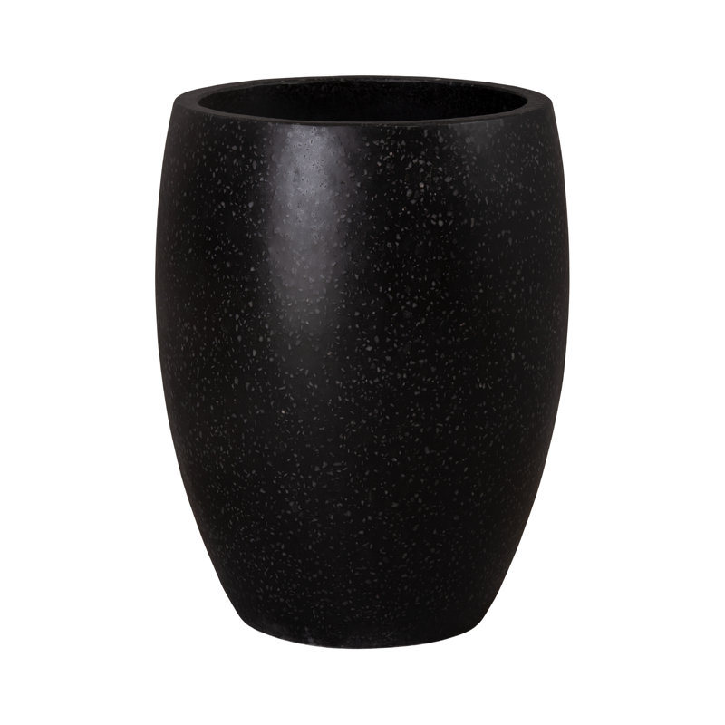 POT DE FLEURS ROND, NOIR 22 po x 27 po Terrazo, H 21 po x l 17 po x P 17 po