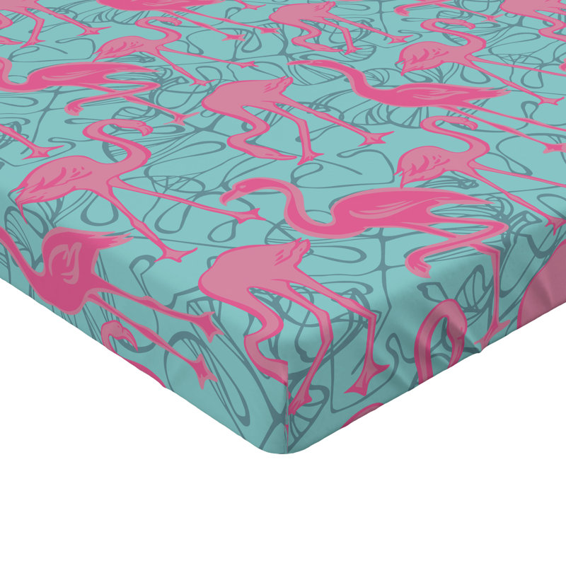 Drap-housse tropical Ambesonne à motif boho flamant rose écume de mer