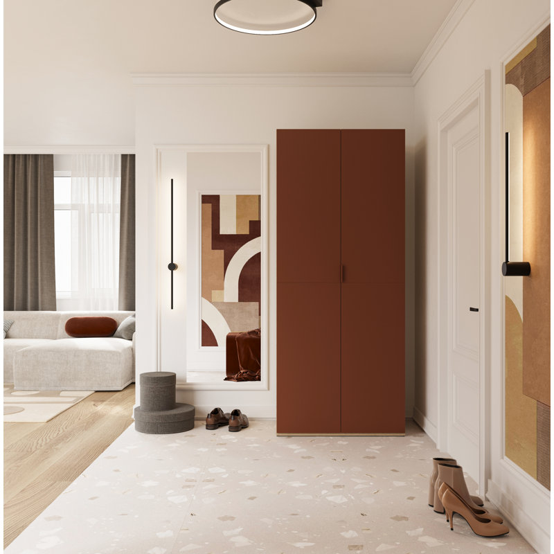 2 Door Laminate Wardrobe, Natural/Orange