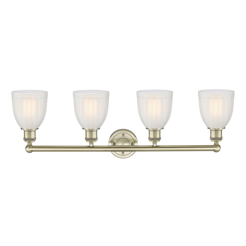 Éclairage pour meuble-lavabo 4 lumières 32,75 pouces Radegonde, Blanc, Laiton antique