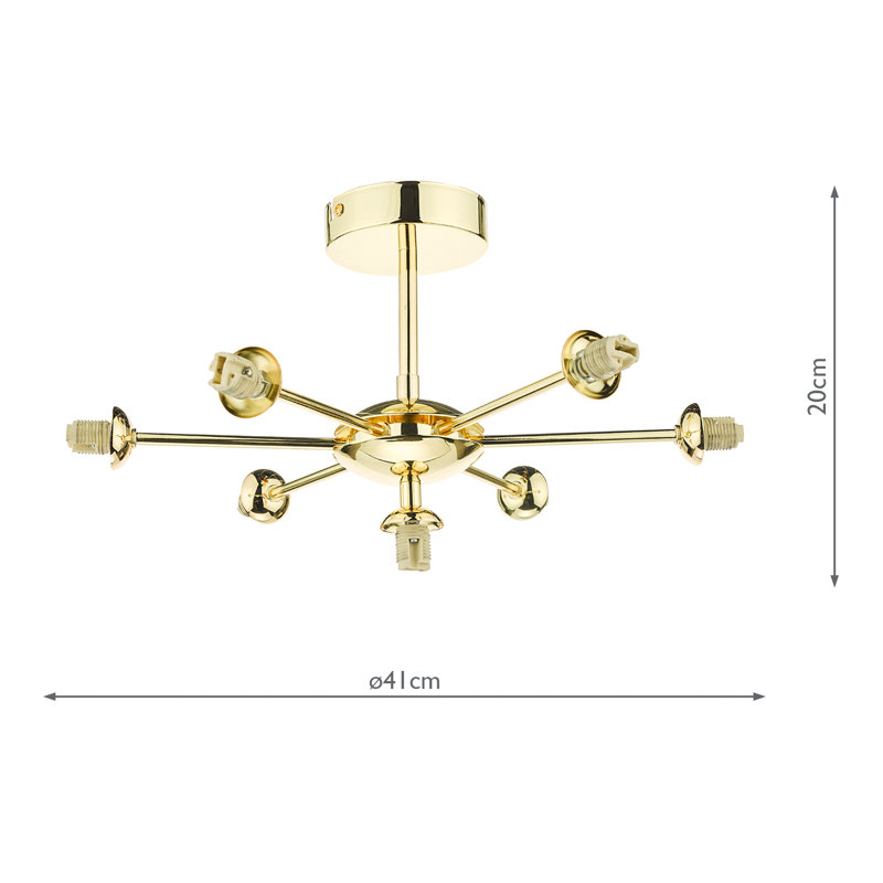 COHEN 7LT SEMI FLUSH FRAME ONLY, Polished Gold